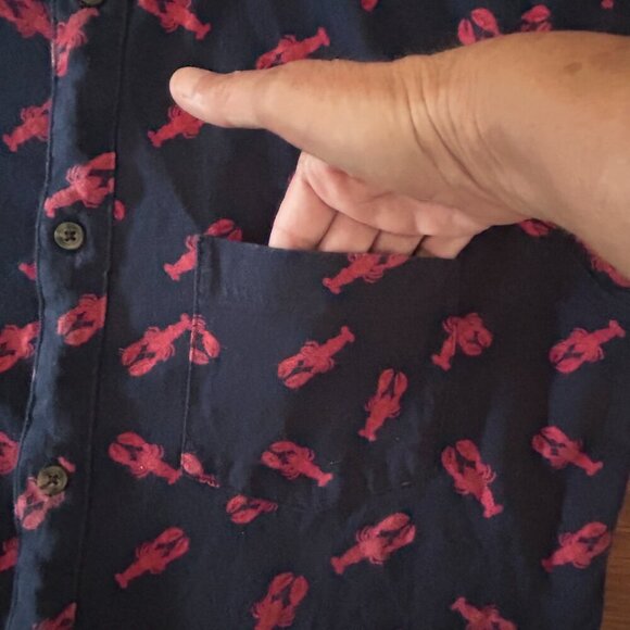 Lobster All Over Print Knit Button Down Shirt Size Medium Beach Ocean Vacation - Picture 7 of 12